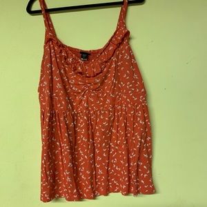 Torrid orange/salmon bird print tank